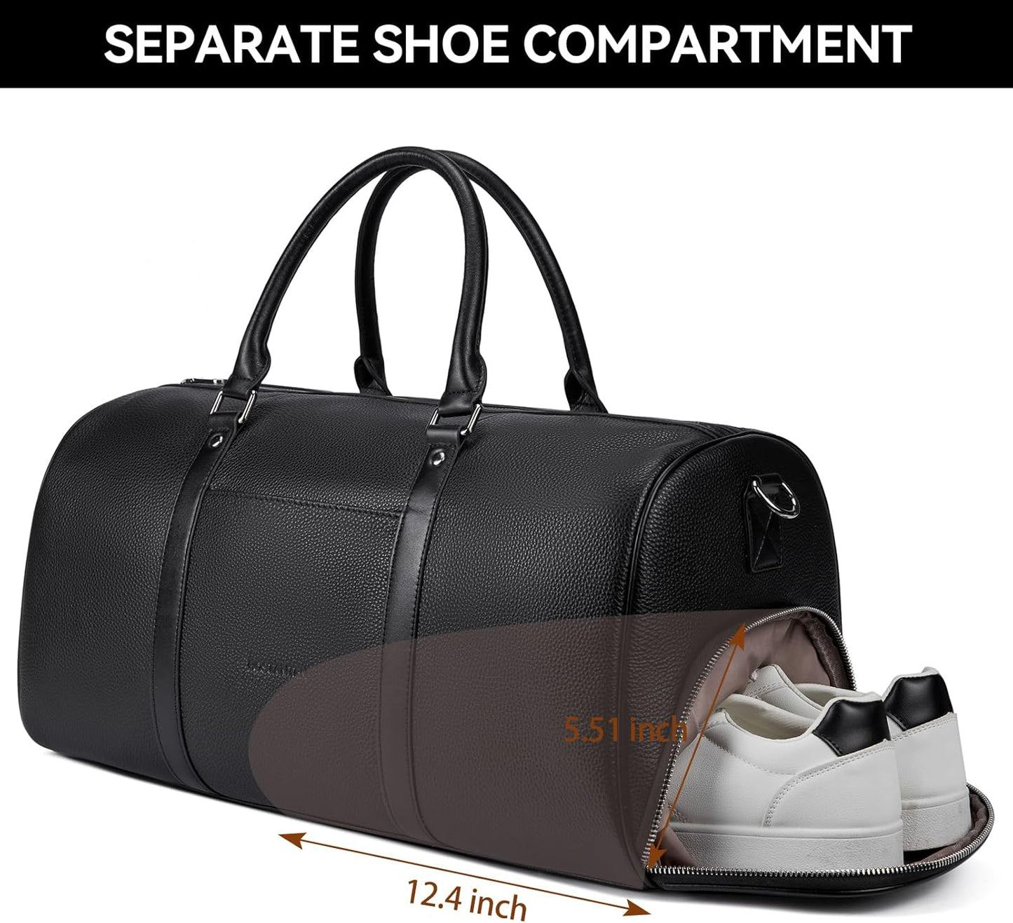 BOSTANTEN Genuine Leather Travel Weekender Overnight Duffel Bag Gym Sports Luggage Tote Duffle Bags for Men Medium: 18.5"X9.25"X10.50"