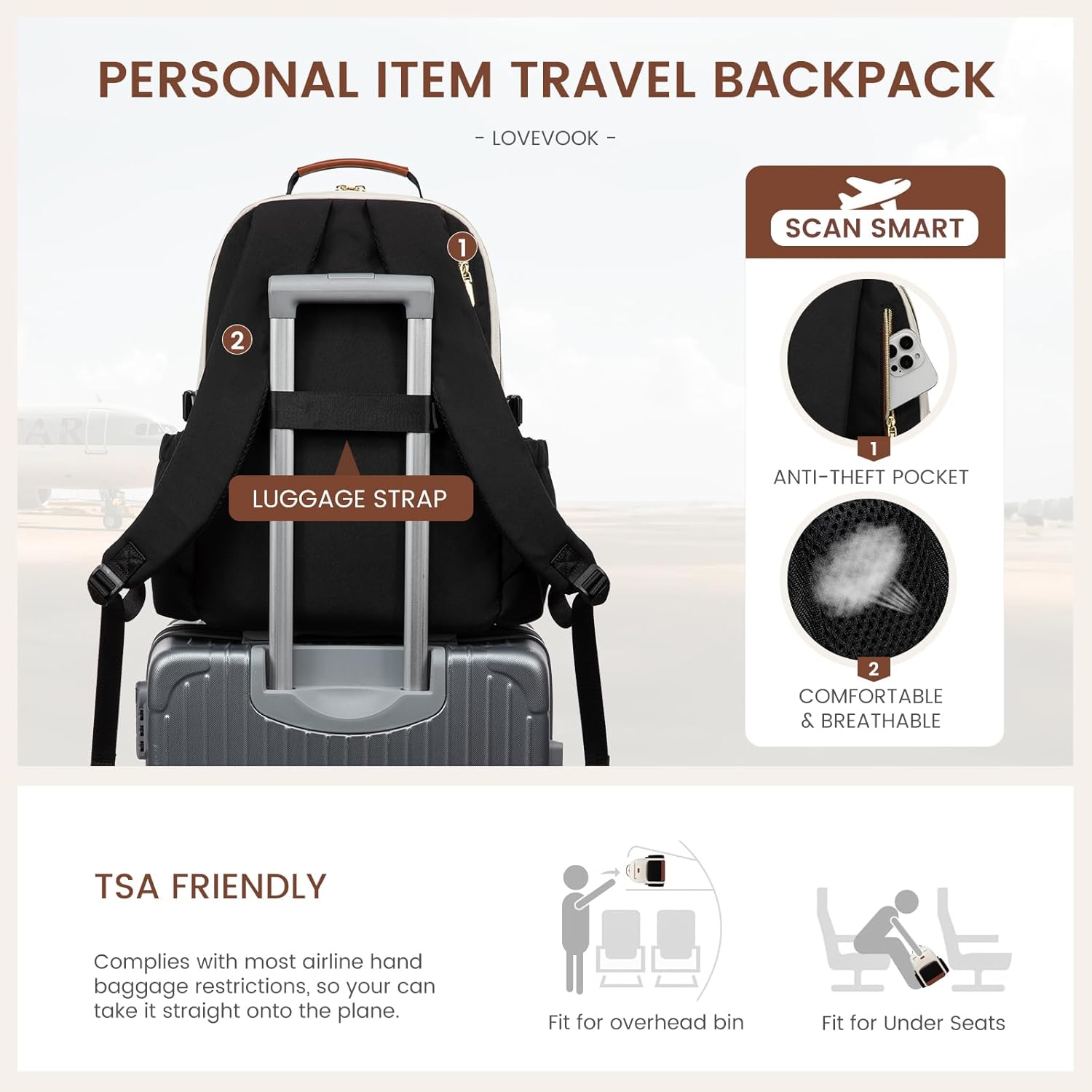 LOVEVOOK Laptop Backpack for Women with Pouch Pocket for Large Capacity Cup,15.6 Inch Laptop