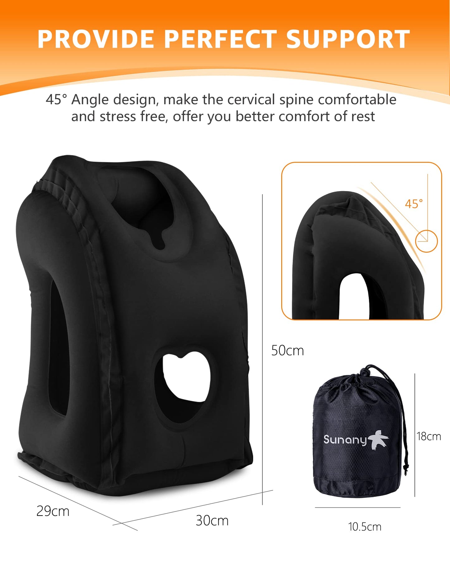 Sunany Inflatable Neck Pillow Used for Airplanes/Cars/Buses/Trains/Office Napping with Free Eye