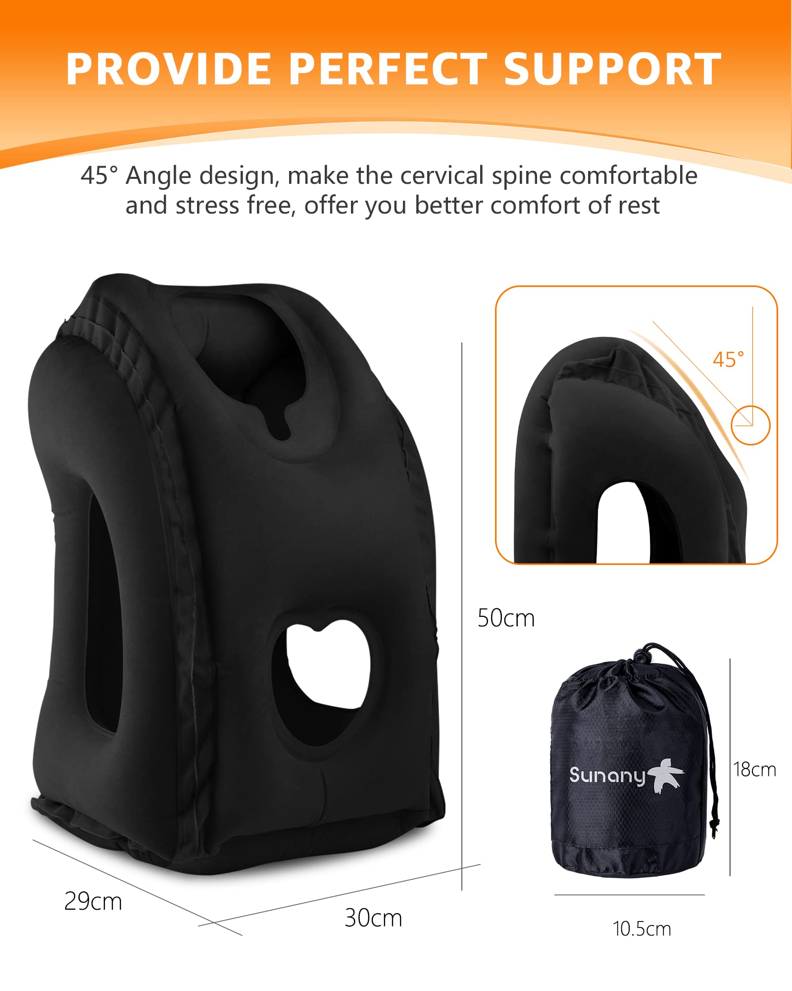 Sunany Inflatable Neck Pillow Used for Airplanes/Cars/Buses/Trains/Office Napping with Free Eye