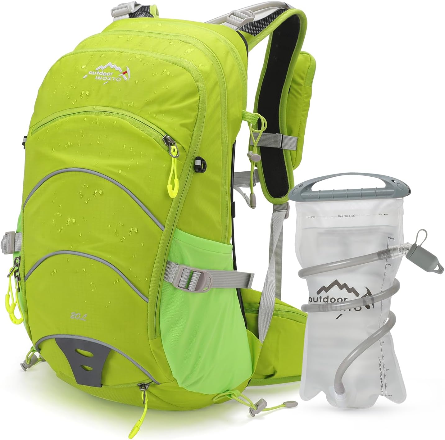 Hydration Pack,20L Hydration Backpack, Hiking Internal Frame Backpacks with 2L Hydration Water Bladder and Rain Cover, for Cycling,camping, hunting,Ski, Snow for Men, Women (light green)