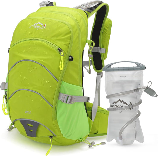 Hydration Pack,20L Hydration Backpack, Hiking Internal Frame Backpacks with 2L Hydration Water Bladder and Rain Cover, for Cycling,camping, hunting,Ski, Snow for Men, Women (light green)