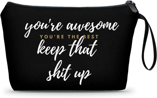 SEAMOON Friends Birthday Inspirational Gag Unique Funny Gift for Women Sister Bestie Coworker Her Small Makeup Cosmetic Bag Christmas