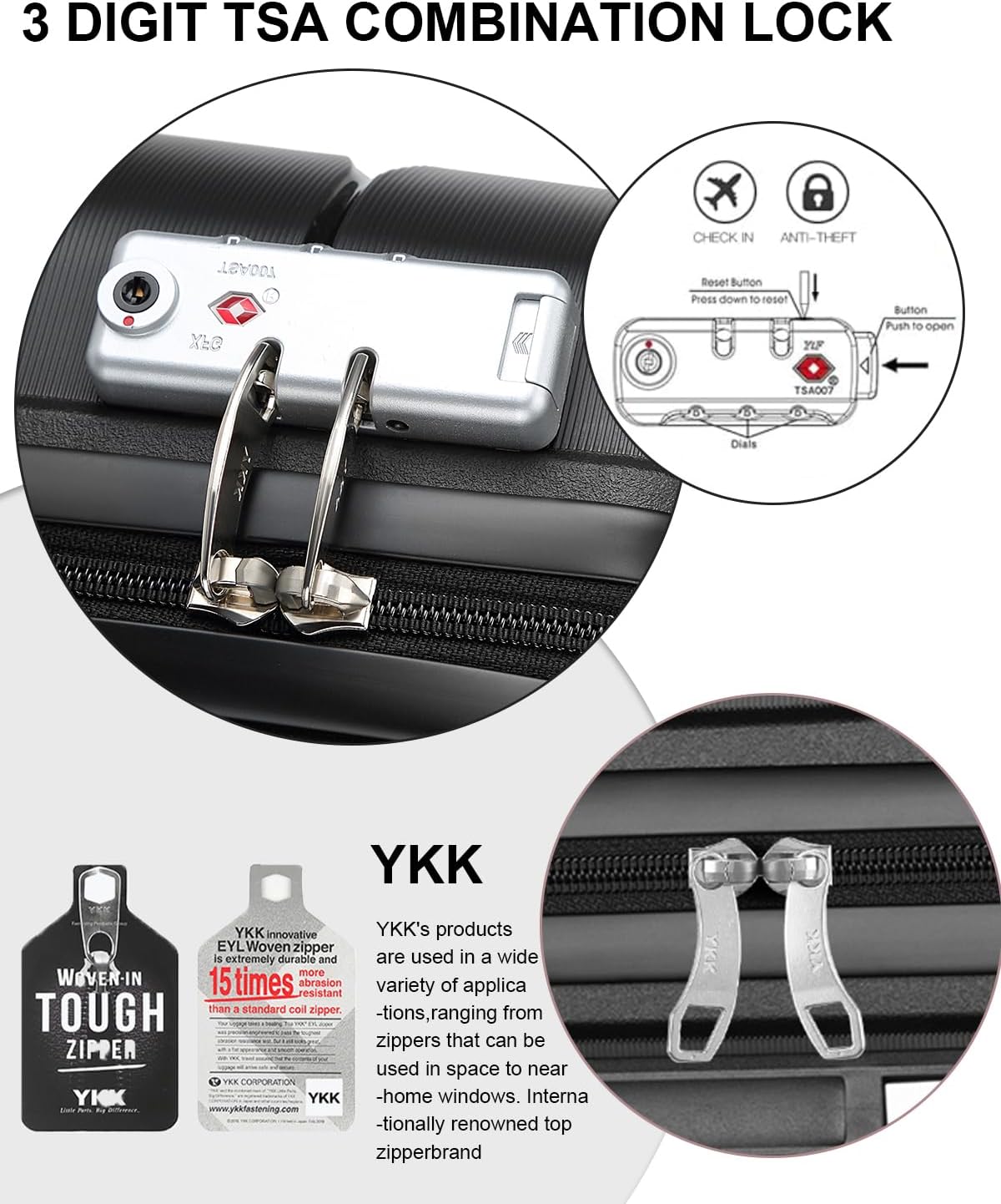 Somago 28 Inch Luggage With Spinner Wheels Hard Shell Polypropylene Suitcase with TSA Lock and YKK Zipper,Classic Black