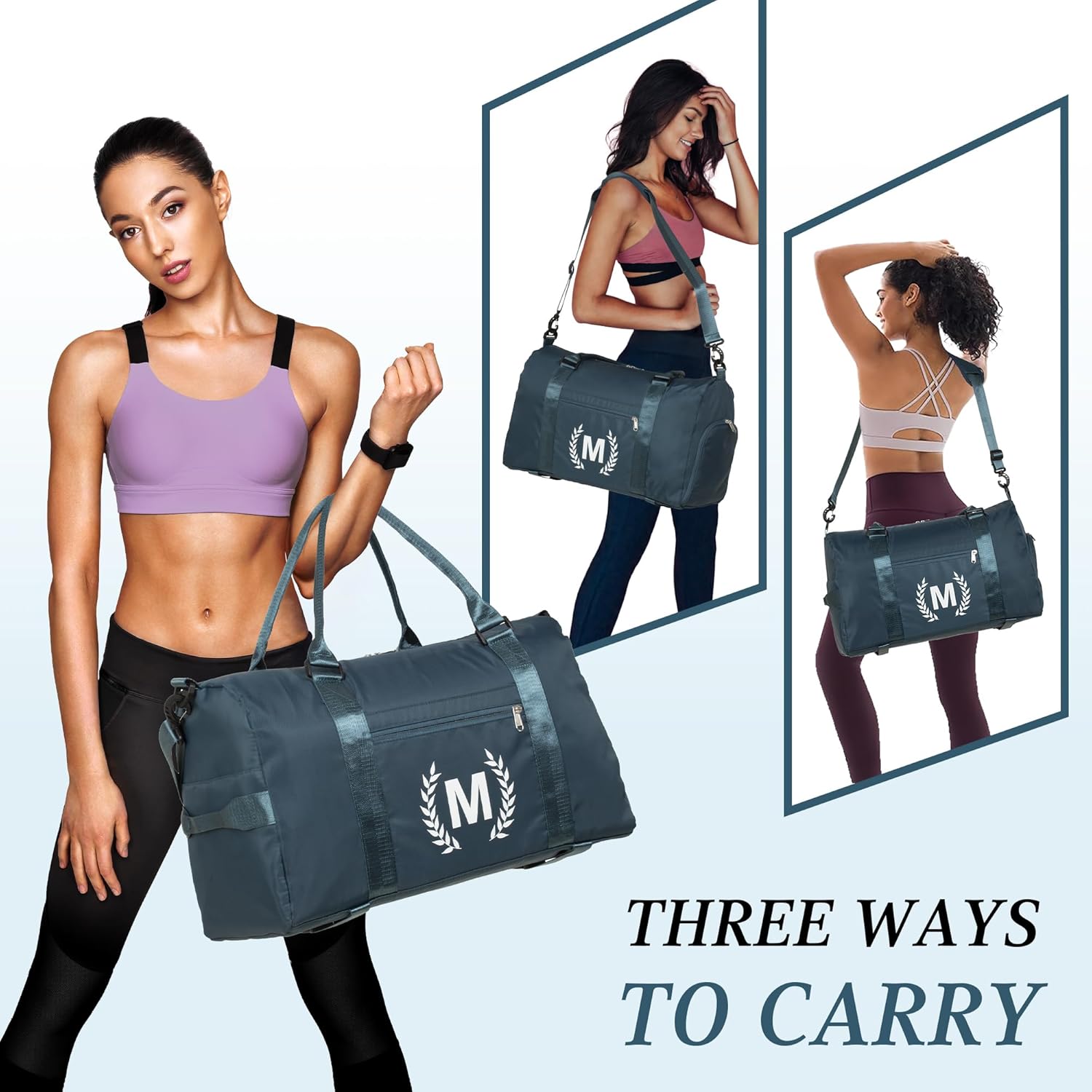 Gym Bag for Women, Personalized Duffle Bag with Shoe Compartment, Sports Bag for Yoga & Dance with