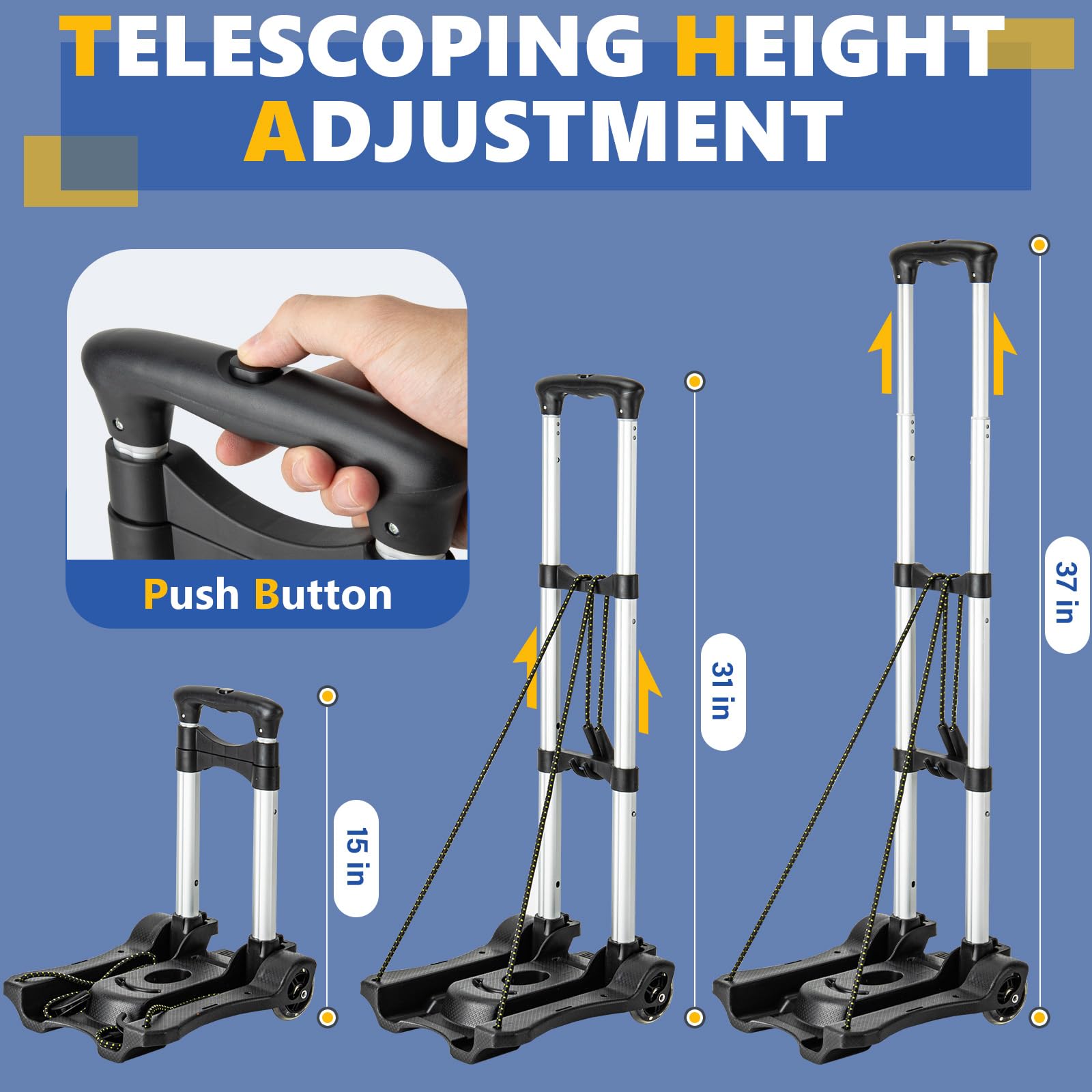 Gorpuire Small Folding Hand Truck Dolly with 2 Wheels, Foldable Luggage Cart, Lightweight Aluminum