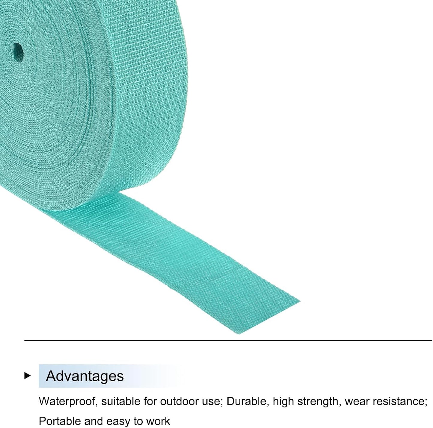 MECCANIXITY Lightweight Polypropylene Webbing Strap 2" 25 Yard Backpack Strapping Band Turquoise Green for Outdoor Luggage Cargo Straps