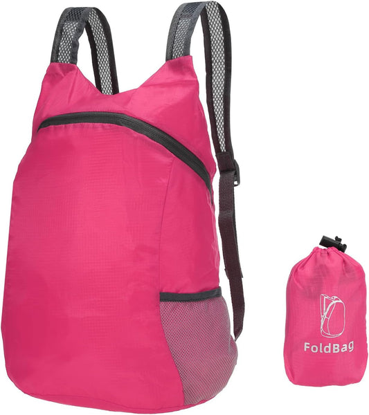 PATIKIL Hiking Backpack, 15L-20L Packable Lightweight Backpack Daypack Small Foldable Outdoor Camping Cycling Backpacking Shoulder Bag, Rose Red