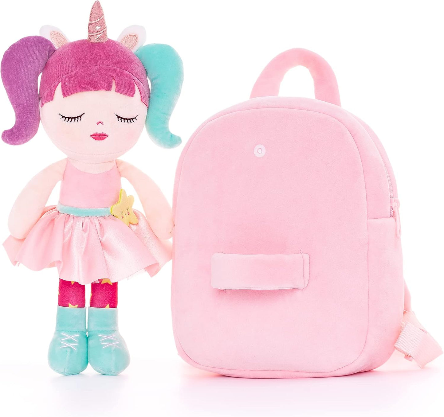 Lazada Girls Backpack with Doll Toddler Toys Baby Girls Gifts Rag Dolls 9.5“