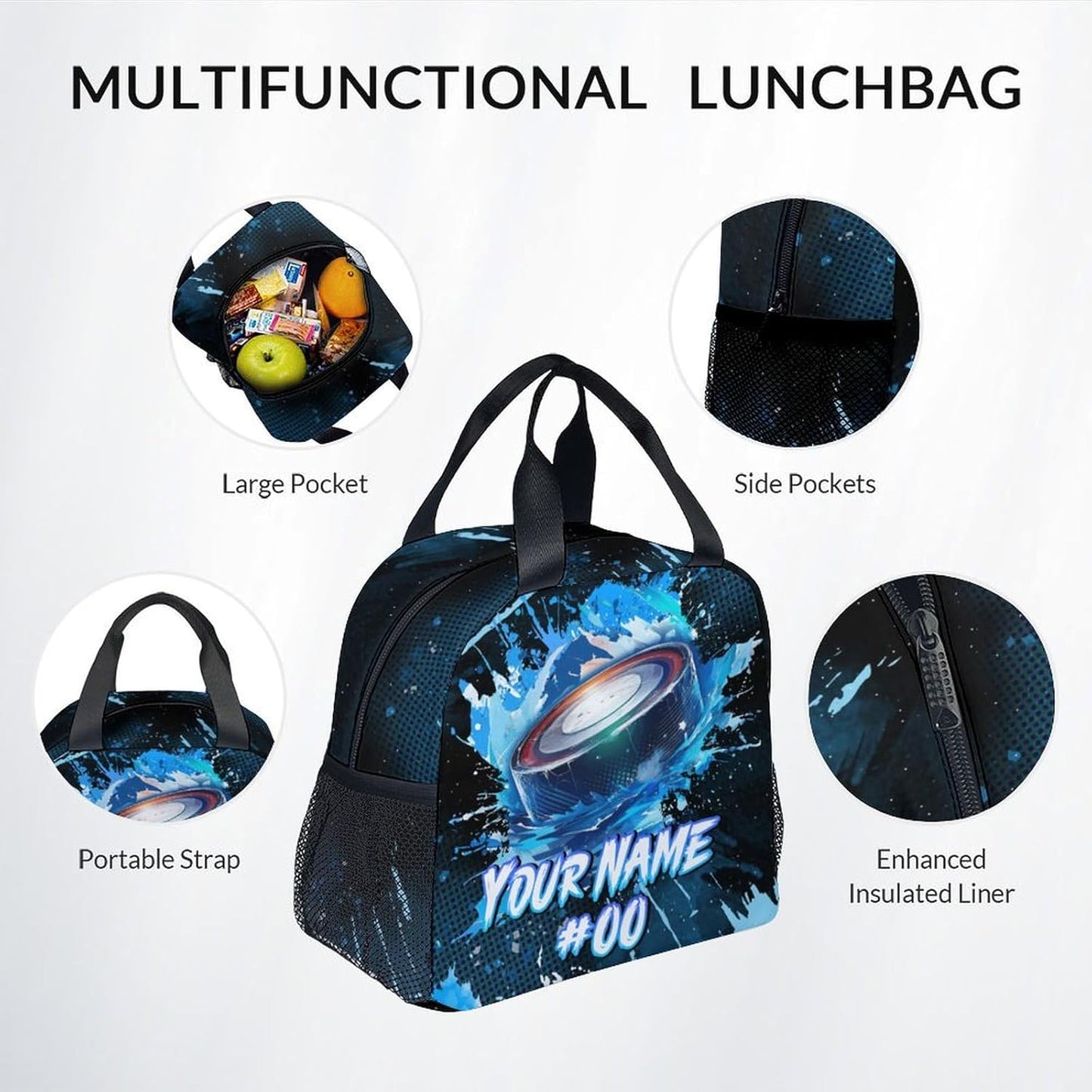 COZYAURA Personalized Backpack - Ice Hockey Backpacks Set for Boys Girls - Kids Bookbag for Elementary Middle School - Cool Field Hockey Theme School Bags with Lunch Bag & Pencil Case