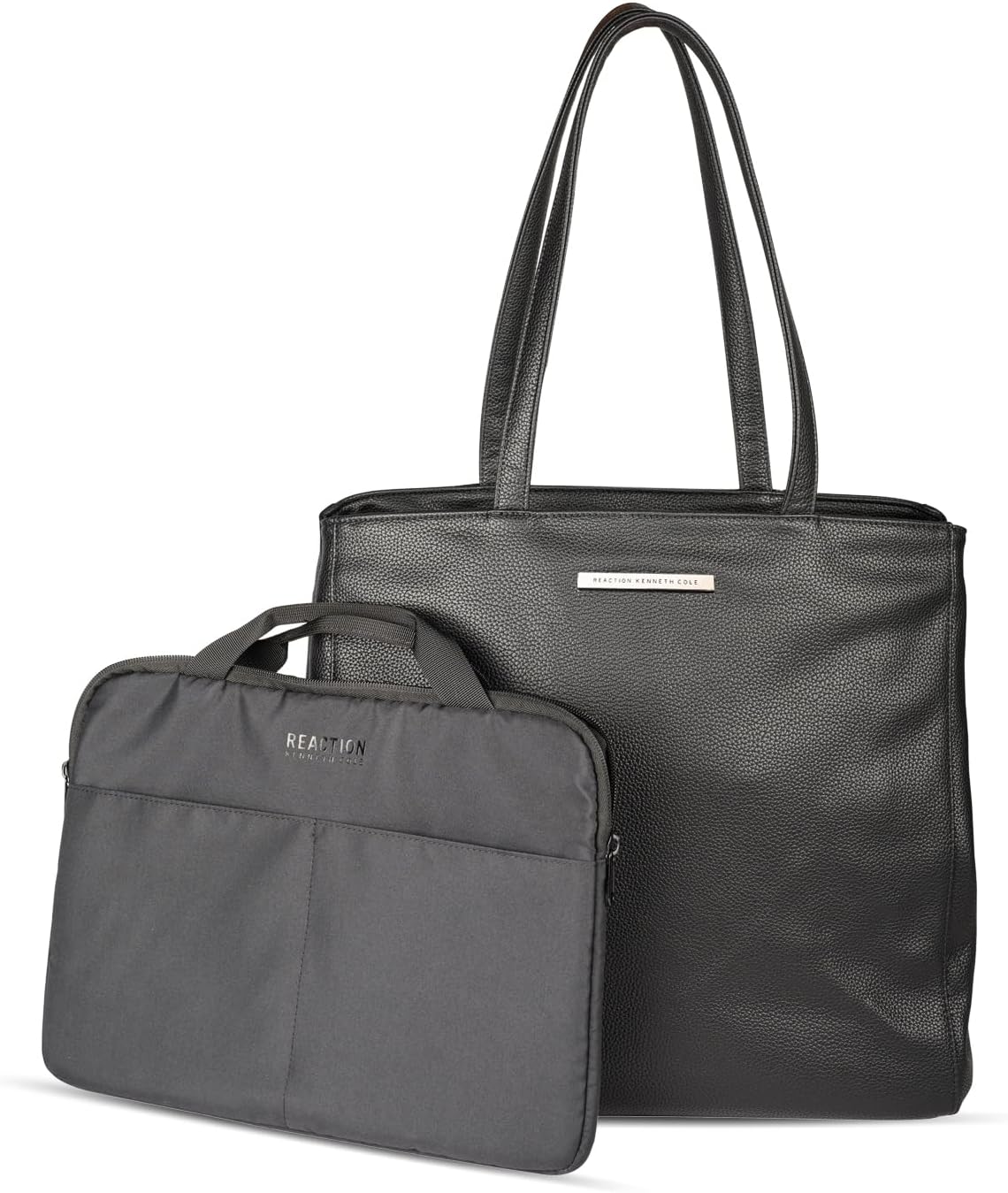 Kenneth Cole REACTION Marley Women’s Pebble Vegan Leather 16" Laptop Tote with Removeable 14" Laptop Sleeve, Black