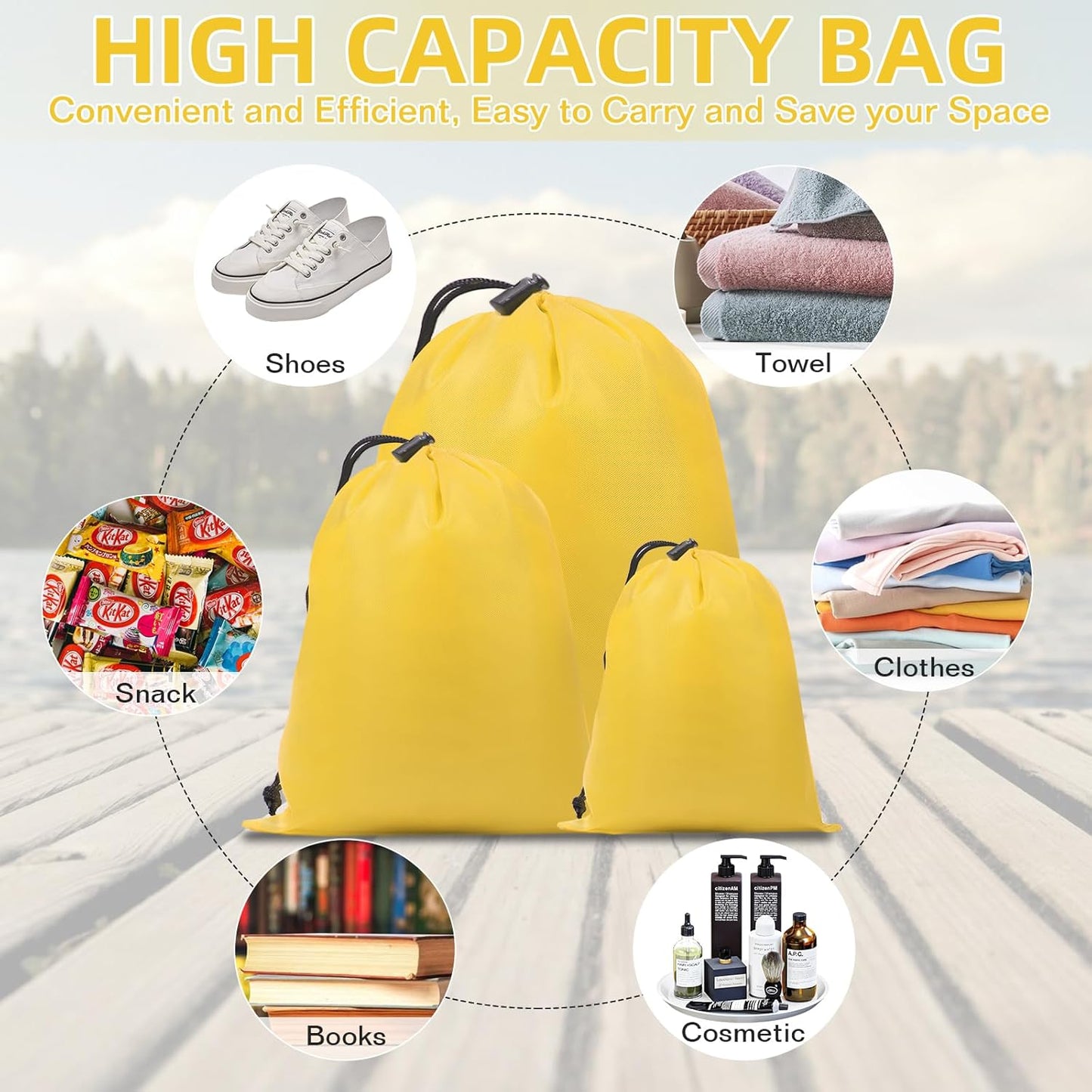 iMucci Upgrade Waterproof Drawstring Bag Sack Nylon Bag Ditty Bag for Gym Traveling, Hiking, Yoga, Shopping