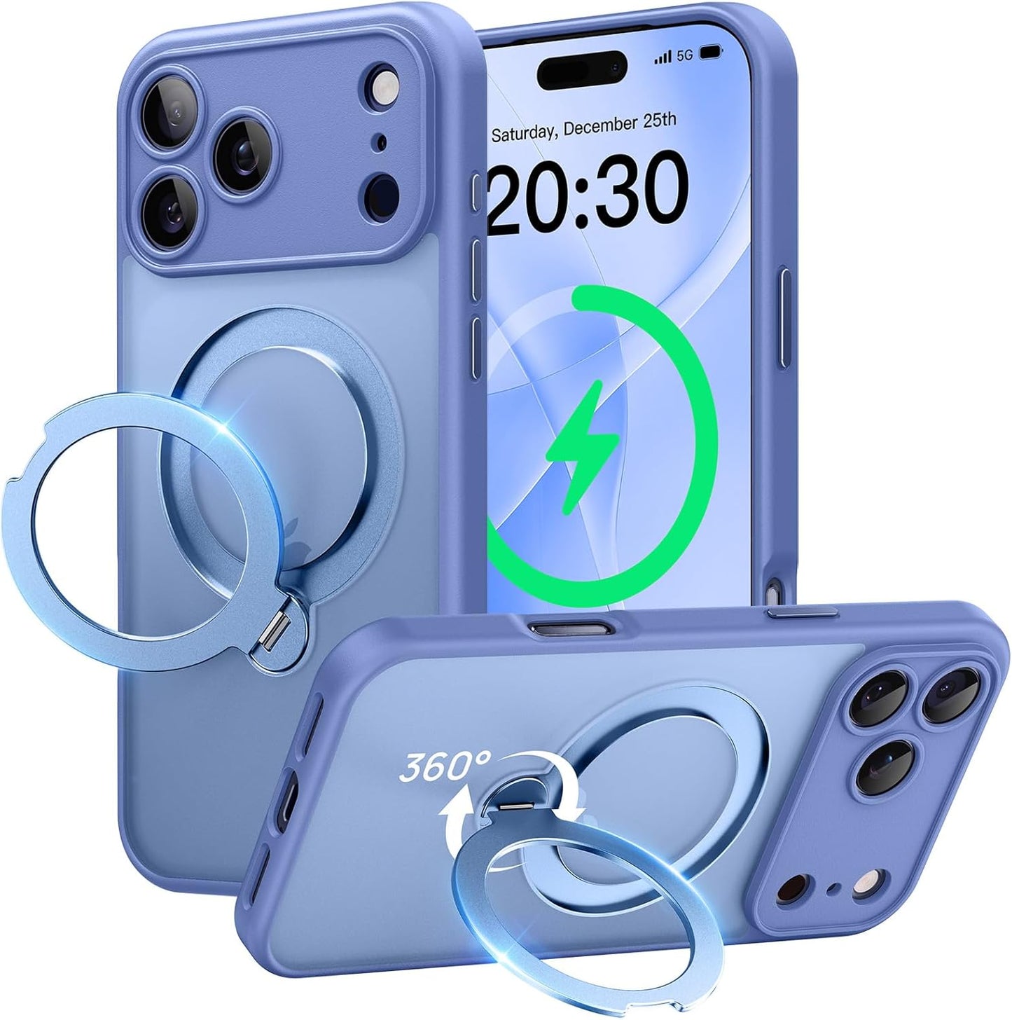 360° Spin Magnetic Stand for iPhone 17 Pro Case, [Fit for MagSafe][Military Protection][Full Camera Protection] Adjustable Kickstand iPhone Case for iPhone 17 Pro 6.3", Blue
