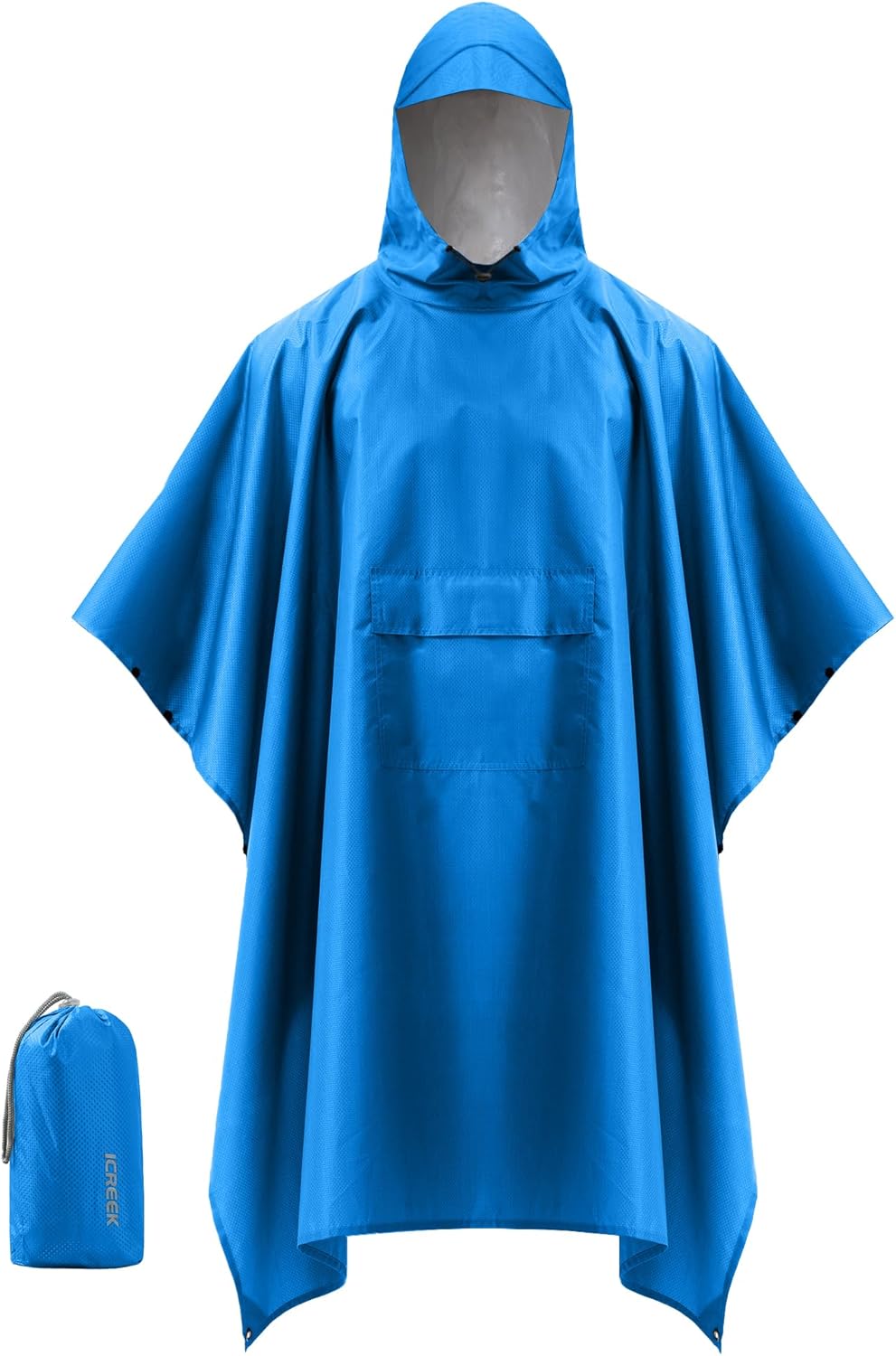 iCreek Hooded Rain Poncho Packable Unisex Raincoat Jacket with Pocket Waterproof Lightweight for