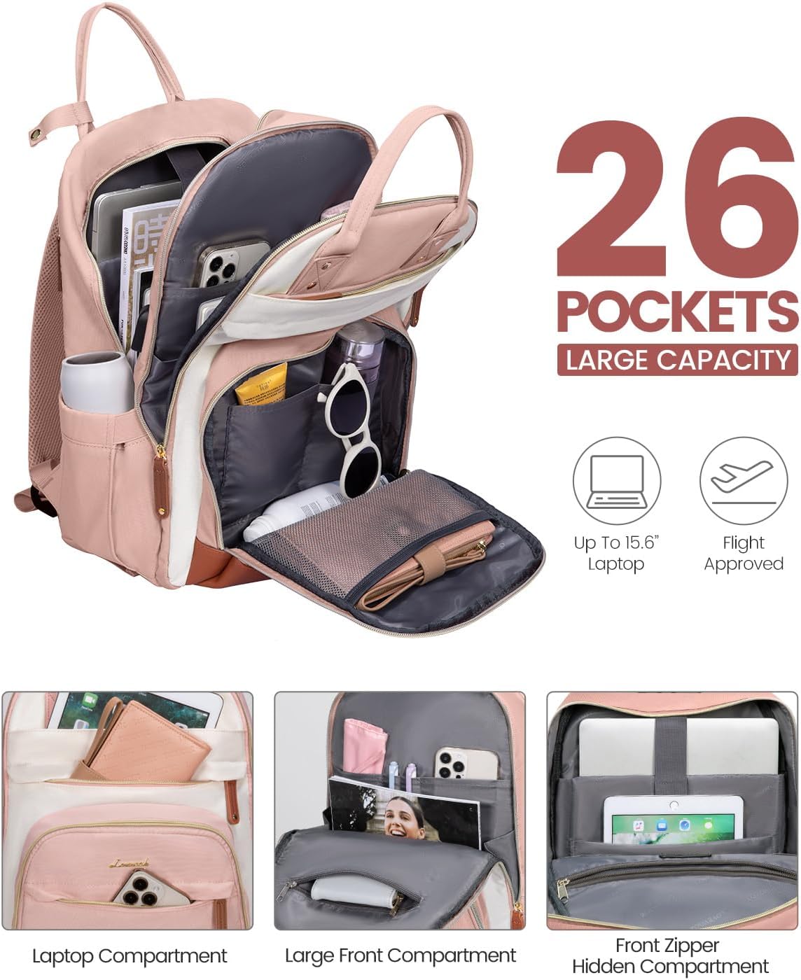 LOVEVOOK Backpack for Women,Laptop Backpack Women,Fits 15.6 Inch Laptop Bag,School