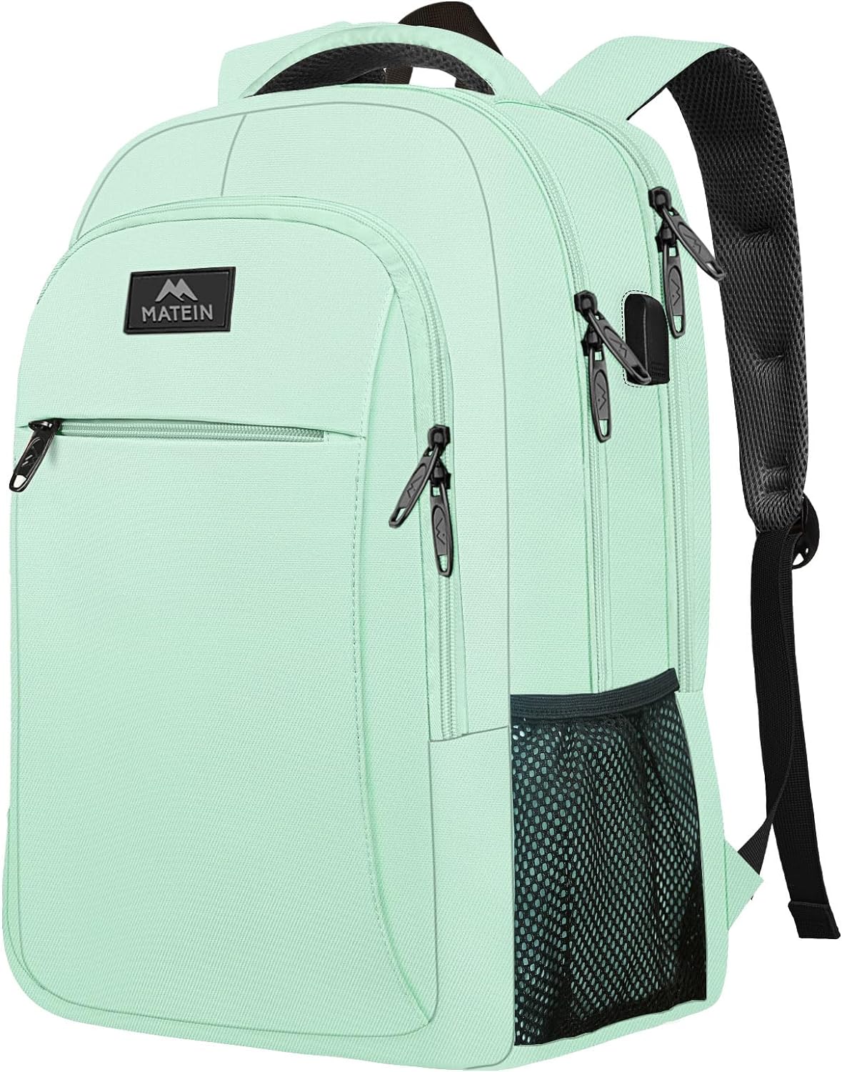 MATEIN 15.6-Inch Laptop Backpack with USB Charging Port, Slim Lightweight Water Resistant Travel Backpack for Women