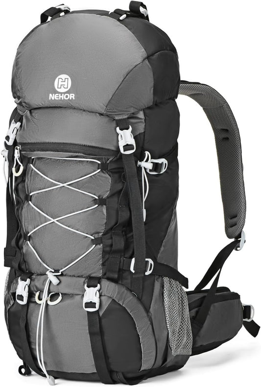 60L Hiking Backpack, Water Resistant Camping Backpack with Rain Cover, Large Lightweight Hiking Bag Outdoor Travel Daypack for Men Women, Black