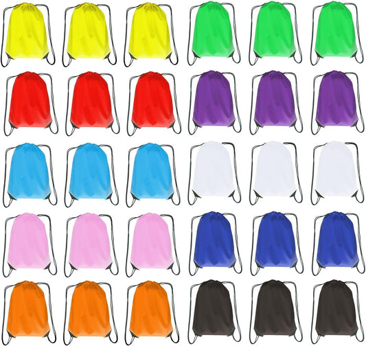 Drawstring Backpack Bulk 30 Packs Draw String Bags for Gym Sports Trip Pedestrianism Cinch Sack DIY for Women Men (multi color 10color)