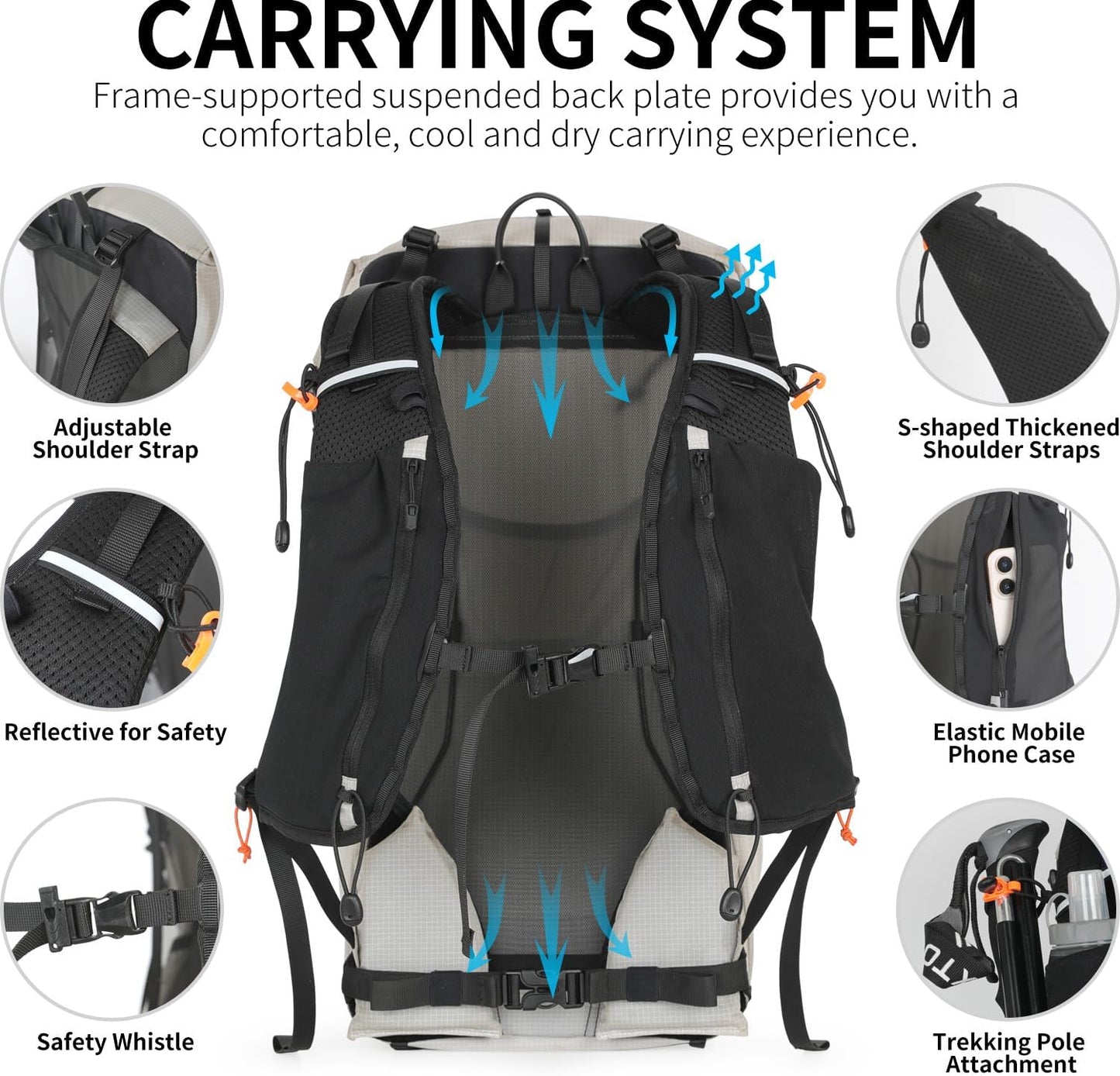 Hiking Backpack for Men and Women, 30L Waterproof Camping Backpack with 3L Water Bladder and Rain