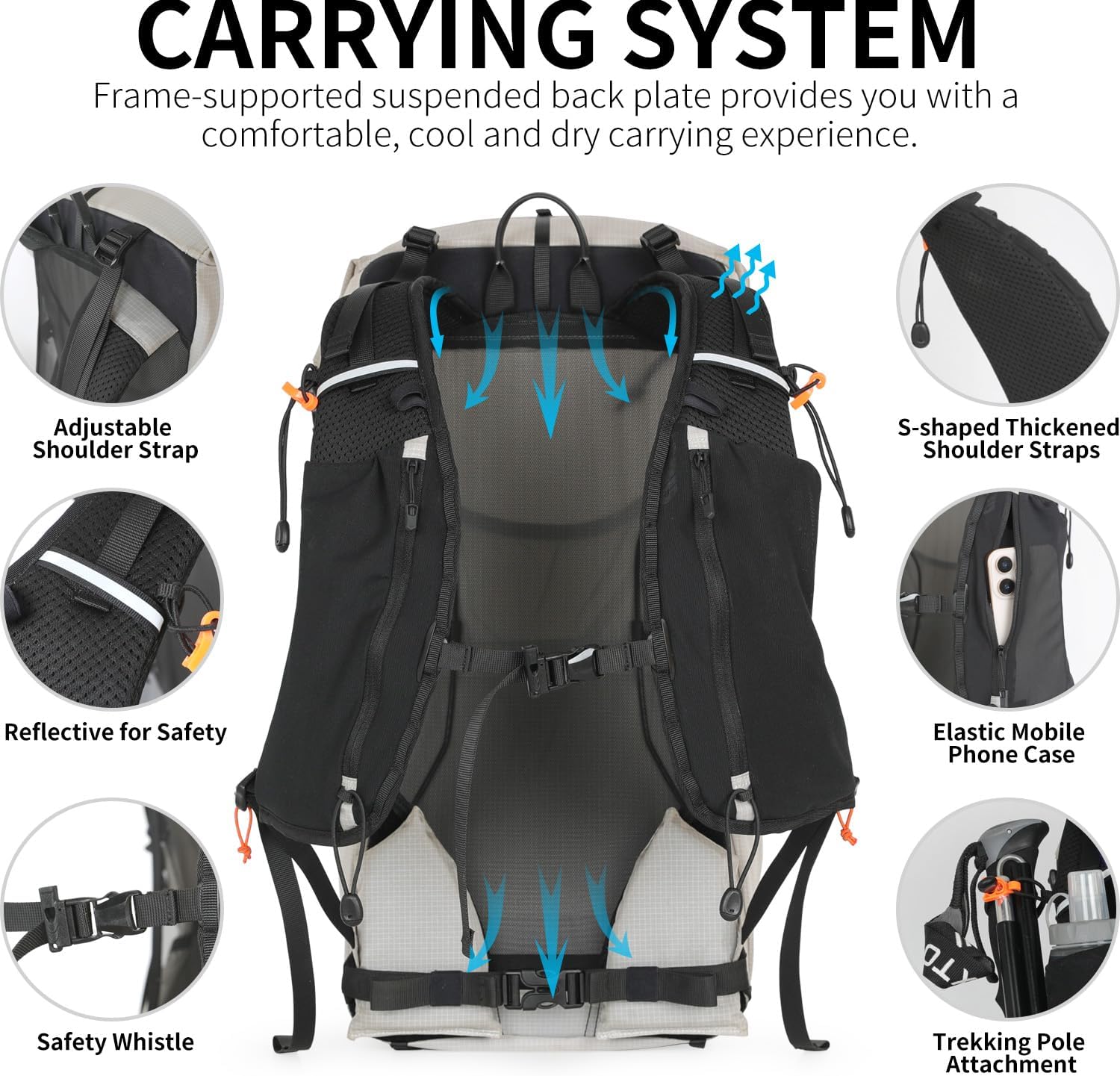 Hiking Backpack for Men and Women, 30L Waterproof Camping Backpack with 3L Water Bladder and Rain