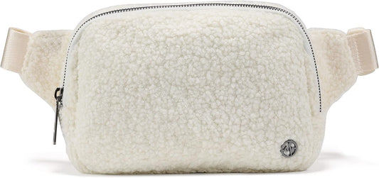 Pander Large 2L Fanny pack Everywhere Fleece Belt Bag for Women and Men with Adjustable strap Belt. (Floral White)