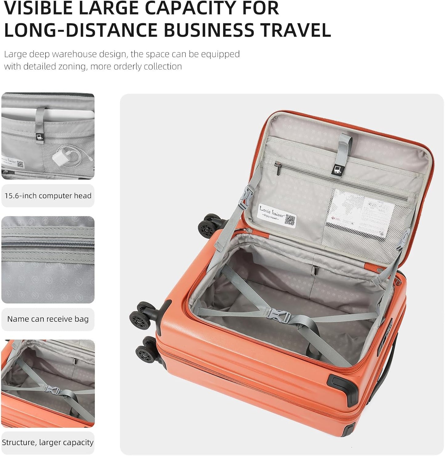 Carry On Luggage, 20Inch & 29 Inch Top Opening Airline Approved ABS+PC Hard Shell Suitcases with Silent Wheels, TSA Lock,Front Pocket and Wet-dry Separated Six-piece Set (AD Orange)