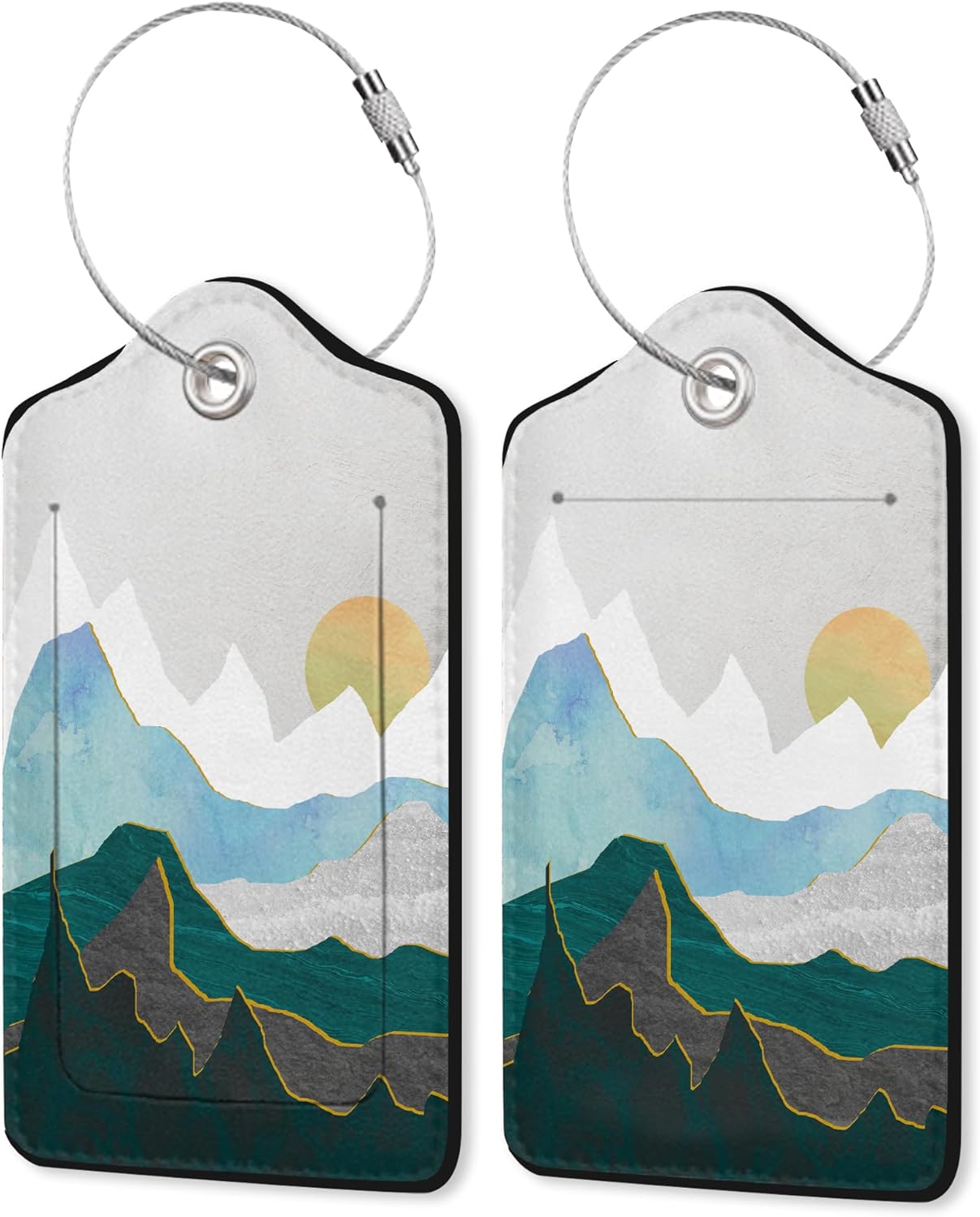 Luggage Tag,Mountains Landscape Sunset Luggage Tags for Suitcases with Privacy Name Id Card PU