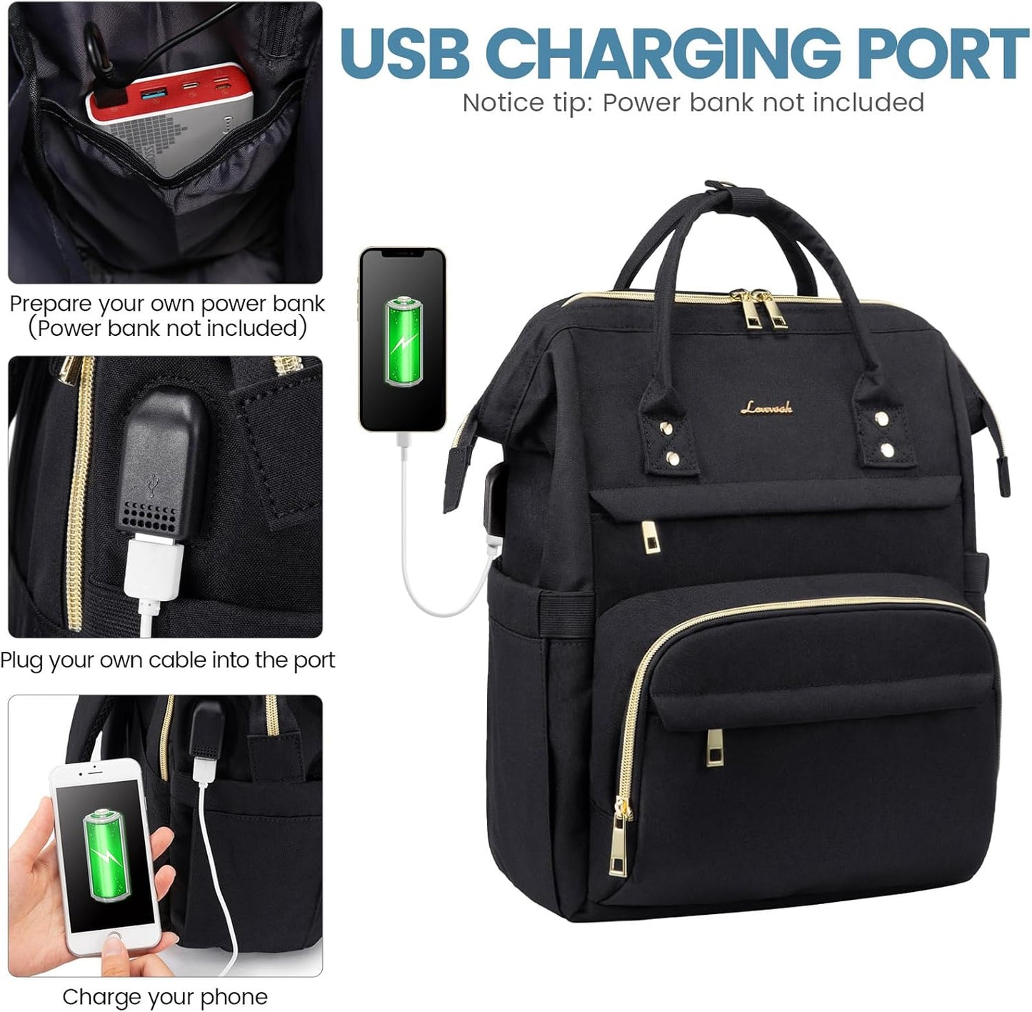 LOVEVOOK Laptop Backpack for Women 14 Inch, Teacher Nurse Work Bag Anti-Theft Travel Backpack with USB Charging Port for College Business Casual