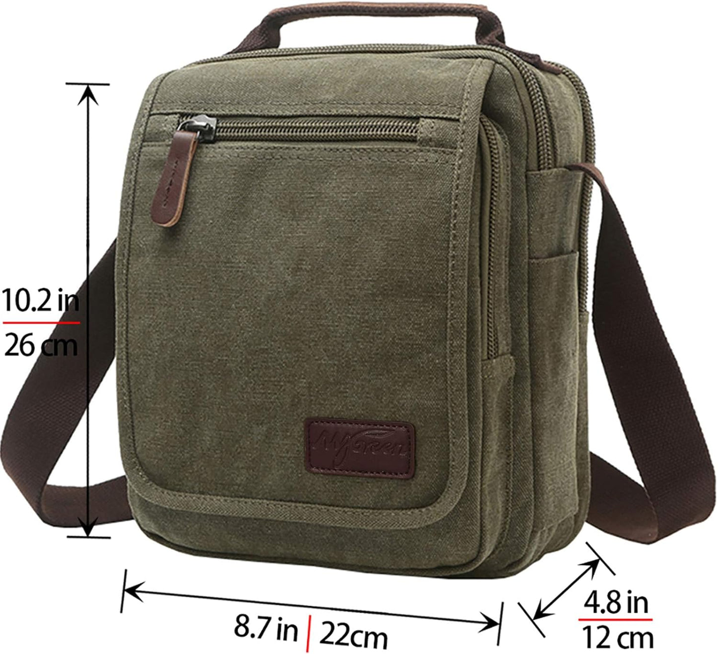 mygreen Small Canvas Crossbody Shoulder Bag Messenger Bag Work Bag