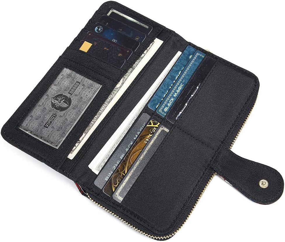 Women Wallet Card RFID For Womens Holder Blocking Credit Small Zipper Purse Pocket Bifold Slim Coin ID Ladies Wristlet Clutch Large Capacity Window Case Travel Zip Women's