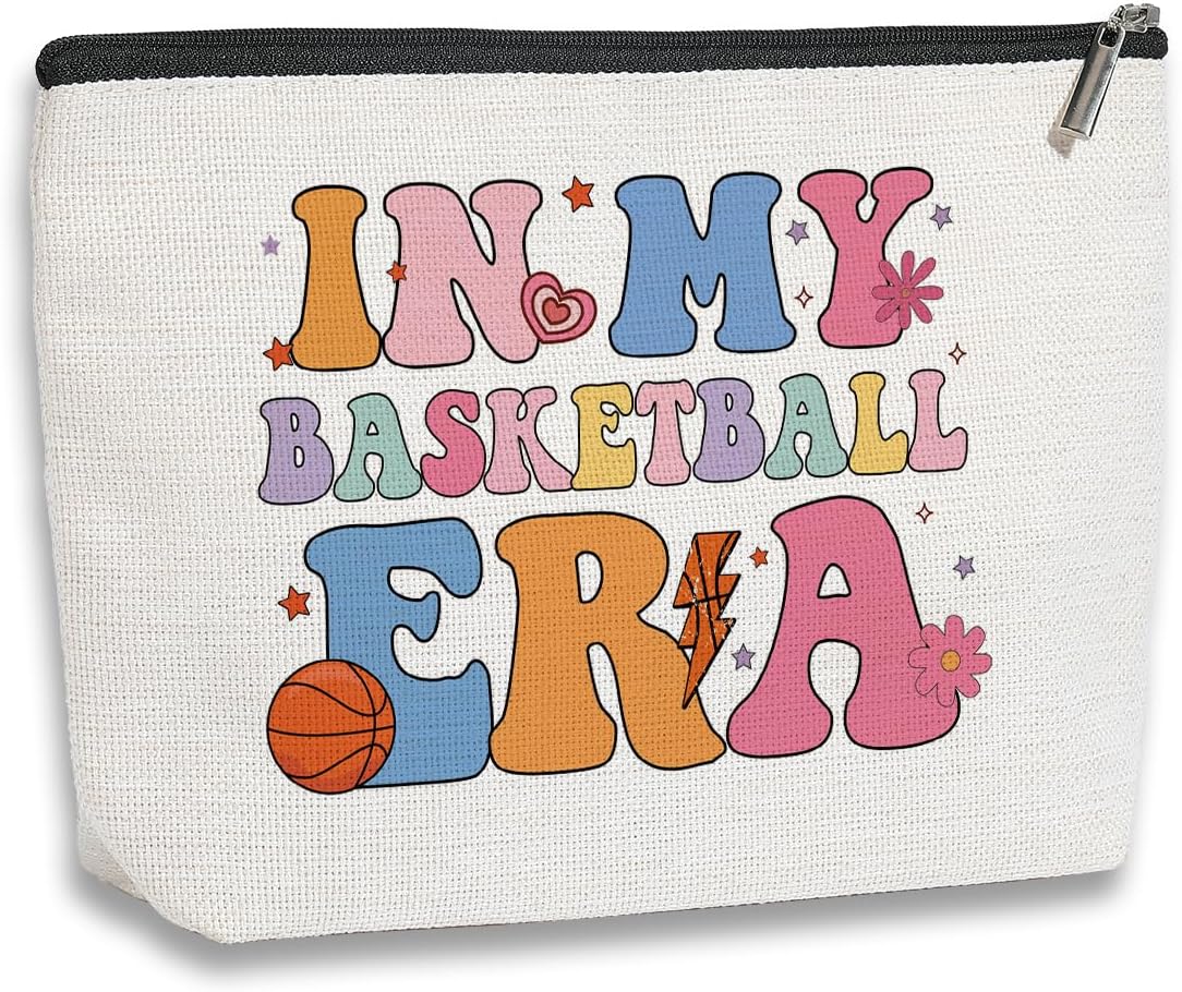 In My Basketball Era Makeup Bag Cosmetic Bag Basketball Gifts for Boys Girls Coach Teenager Birthday Christmas Gifts for Basketball Fans Friends Basketball Players Team Gifts
