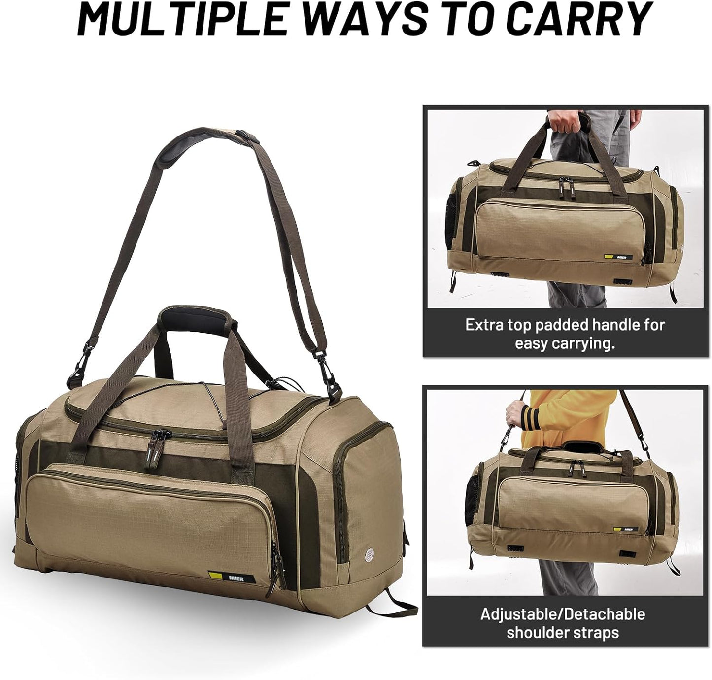 MIER Large Gym Bag for Men Sports Duffle Bag with Shoe Compartment 60L Lightweight Duffel Bags for Workout Fitness Travel