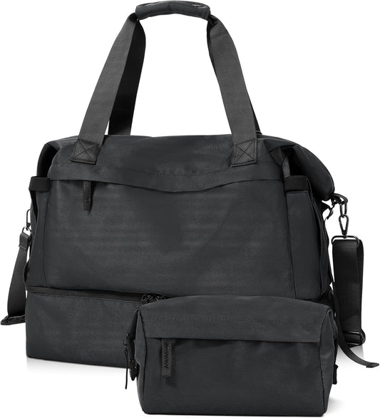Gym Bag for Men Women, Tactical Travel Duffel bag with Removable Dividers & Shoe Compartment, Weekender Carry on Bag with Toiletry Bag, Overnight Range Bag for Workout Soccer Yoga Gym