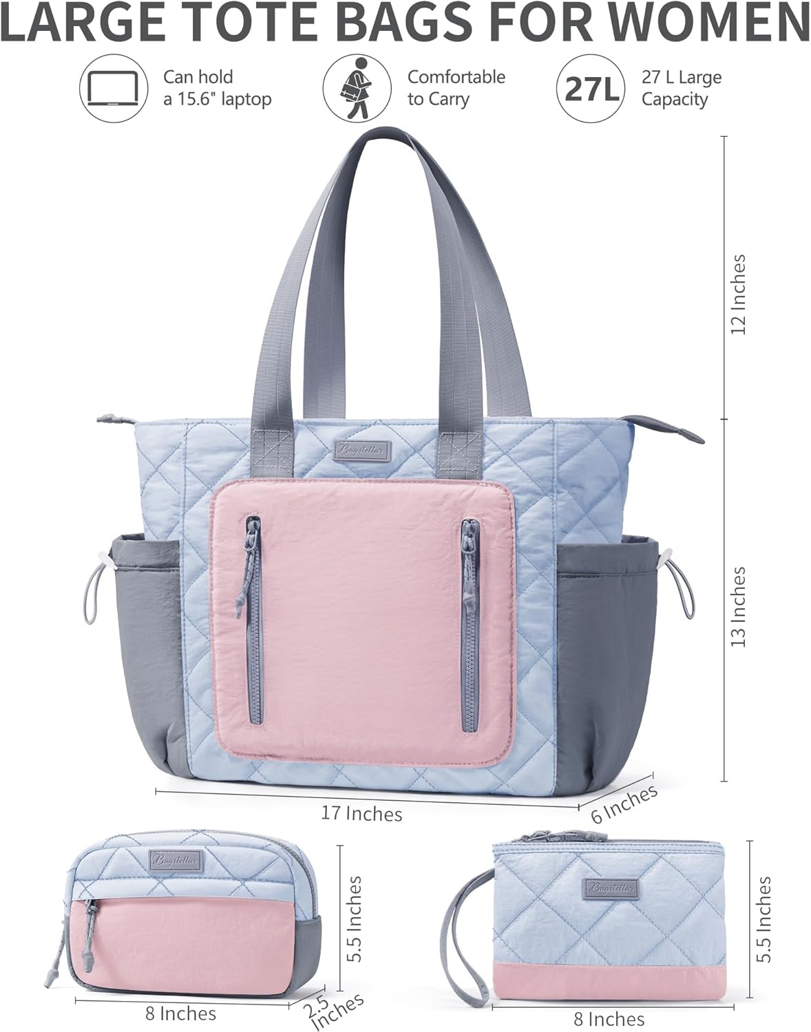 Puffer Tote Bag for Women, Lightweight Puffy Work Laptop Handbag Teacher Nurse Quilted Shoulder