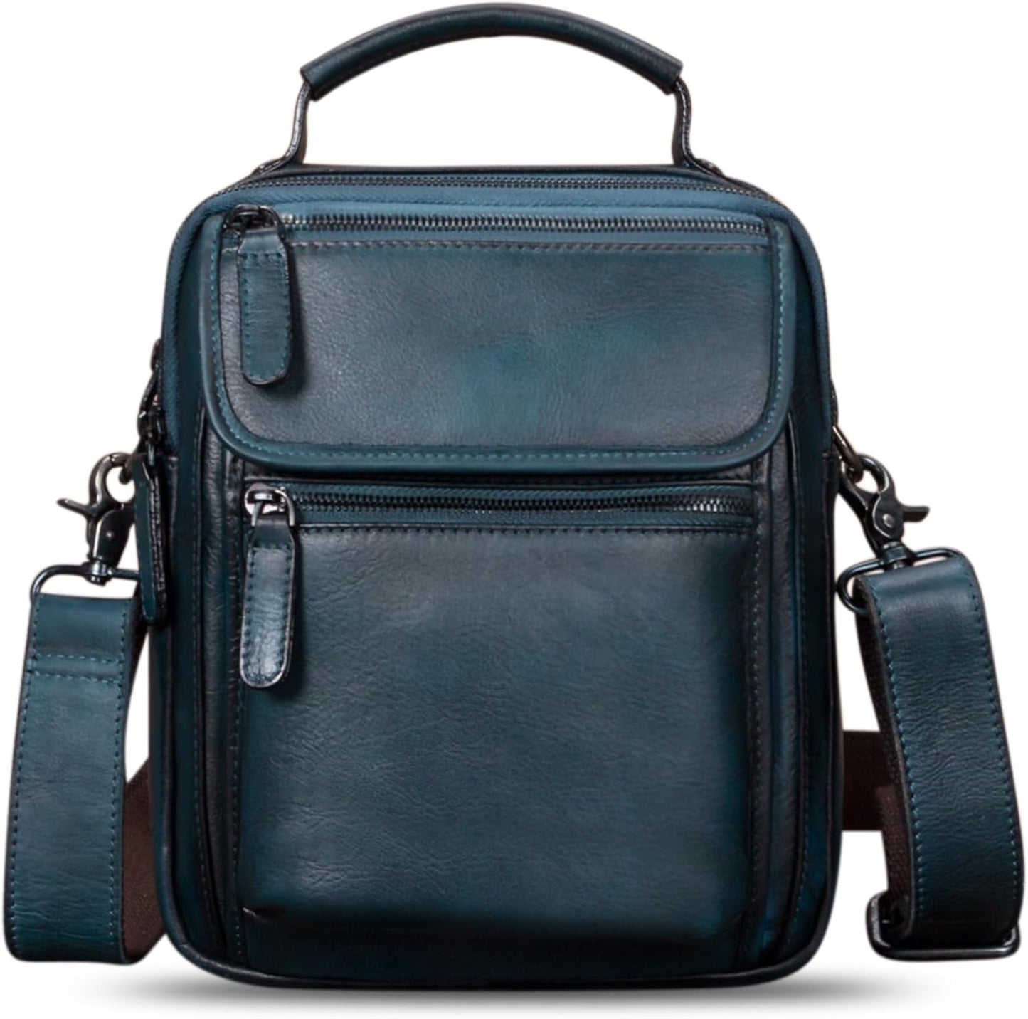 IVTG Genuine Leather Messenger Bag for Men Sling Purse Crossbody Shoulder Bags Satchel for Work Business Handbags