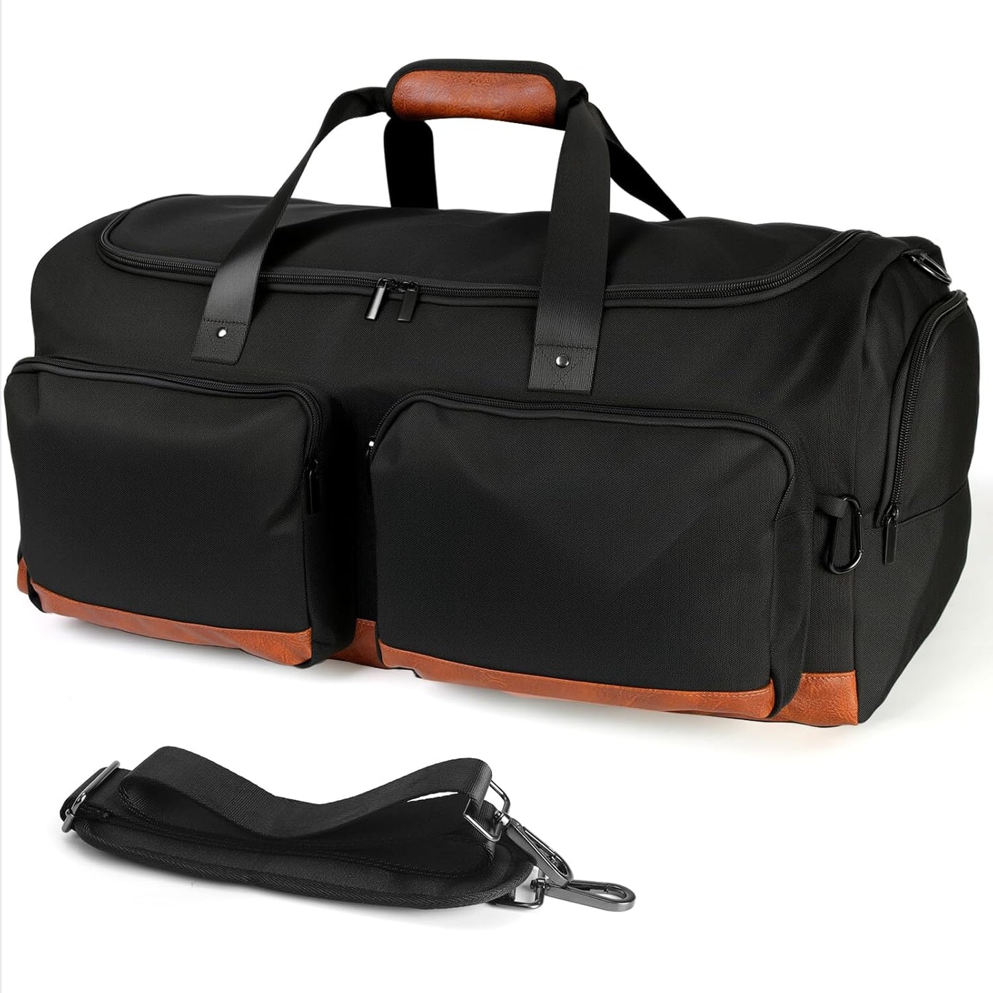 Duffle Bag for Travel, 55L Travel Duffel Bags, Weekender Overnight Carry on Travel Bag for Men & Women on Traveling, Camping, Sporting, Business (Black, 55L)