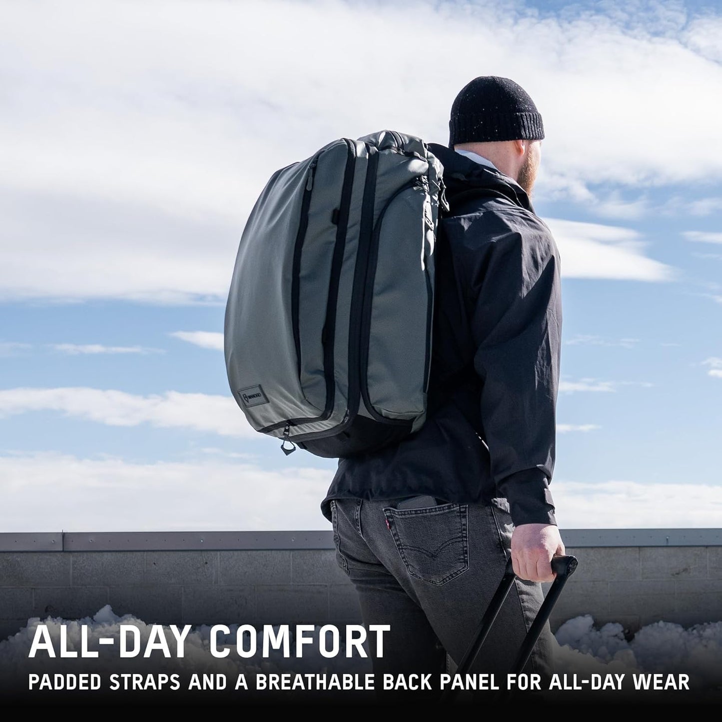 WANDRD TRANSIT Travel Backpack (45L): Large Expandable Carry-On Adventure Bag – Weather-Resistant Travel Backpack with Laptop Sleeve, Dual Side Access & Hidden AirTag Pocket