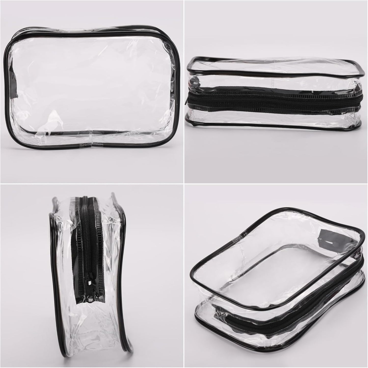 Tbestmax 20 Pack Clear Cosmetic Bags Makeup Bags Portable Waterproof Travel Toiletry Bags Organizer Black, 7.5"x 4.8"x 2.3"