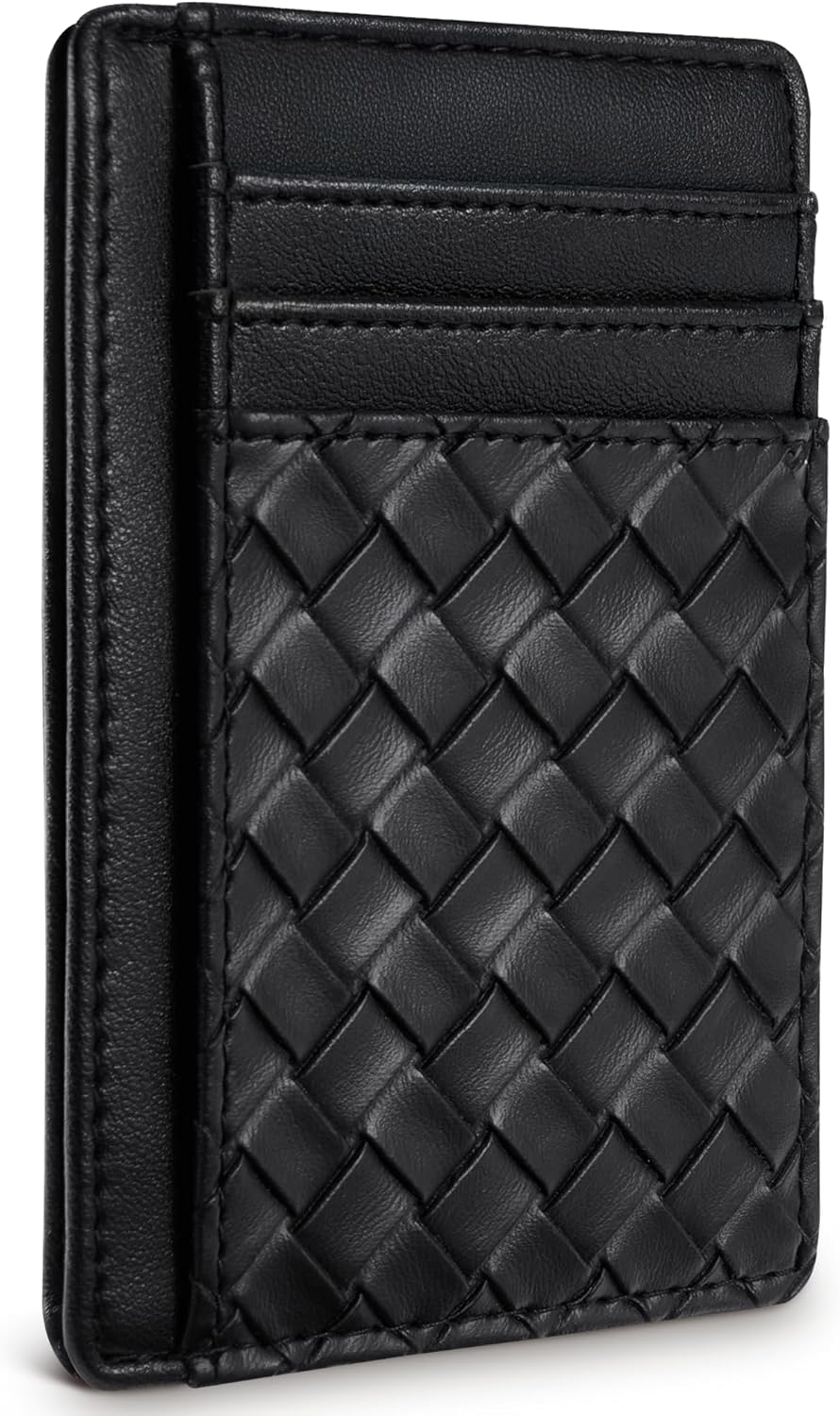 Travelambo Front Pocket Minimalist Leather Slim Wallet RFID Blocking Medium Size