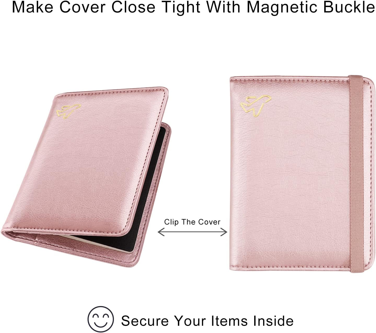 WALNEW Passport Holder for Travel, RFID Passport Cover Wallet for Women Men, PU Leather Passport Book Card Holder Case with Pen, Travelling Essentials for Flying