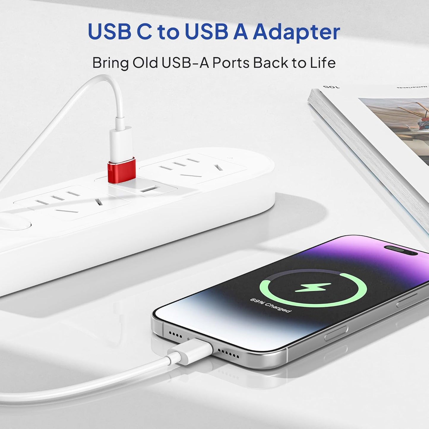 Elebase for Airpods Pro 3 Adapter,USB to USB C Adaptor 4Pack,USBC Female to A Male Cable Connecter for Apple Watch Ultra iWatch 11 10 9 8 7 SE 2,Airpods 4,iPad 8th 9th 10th Air 5th Mini 6th Generation