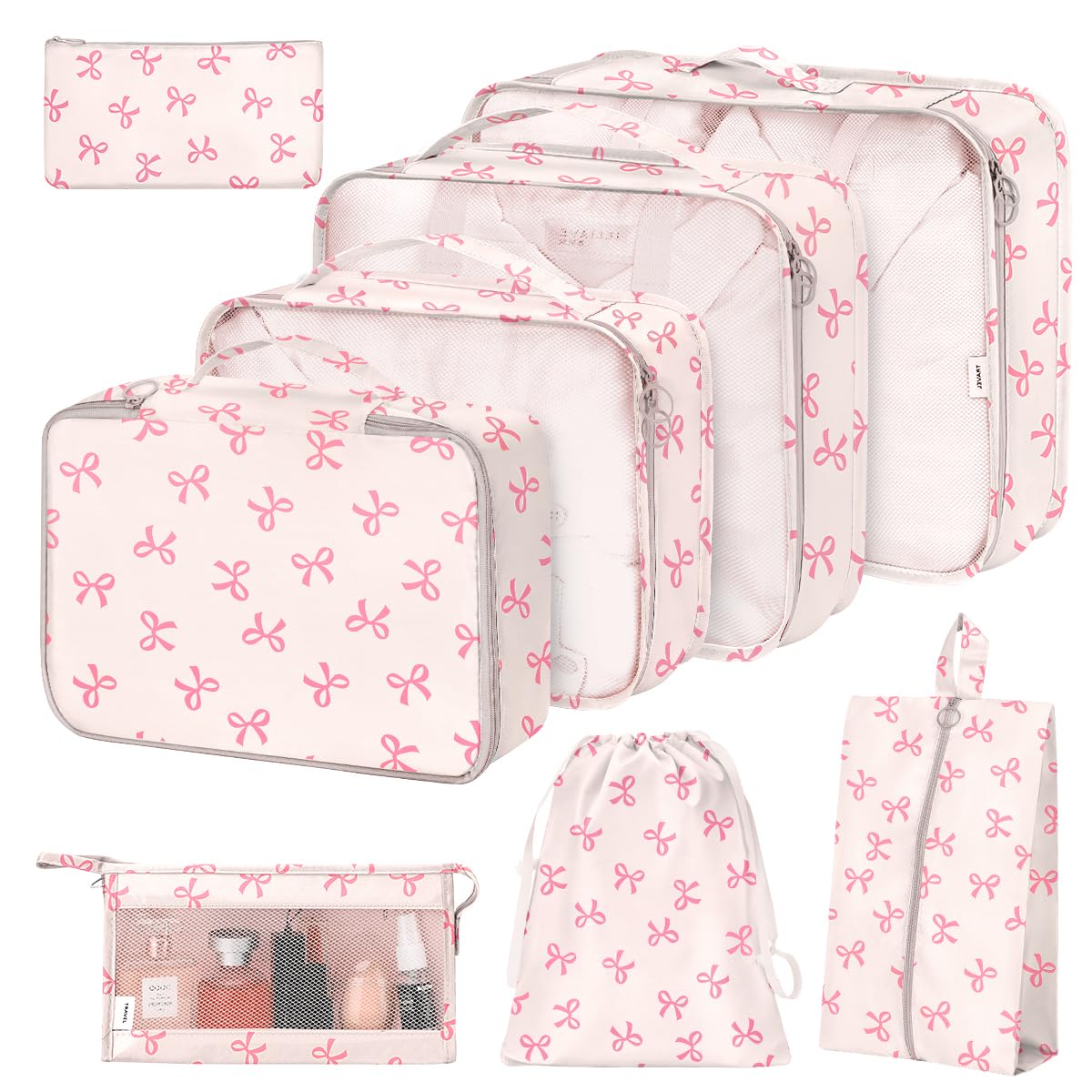 8 Set Packing Cubes for Suitcases,Suitcase Organizer with Shoe,Cosmetics,Clothing, and Accessories