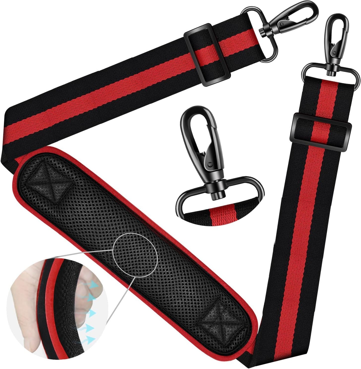 ZINZ Shoulder Strap - 59 Inch Universal Heavy-duty Adjustable Strap with Ultra-thick Fixed Breathable Pad for Laptop, Crossbody, Gym, Camera Bag and More - Stripe-BRB