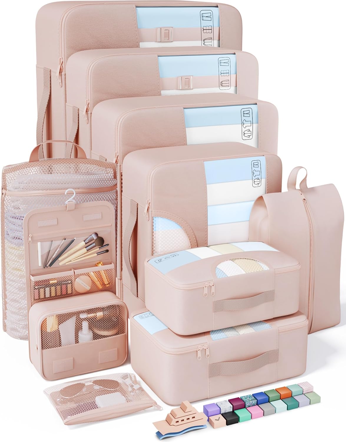 Veken 10 Set Packing Cubes for Travel, Beach Vacation Essentials Accessories for Cruise Ship