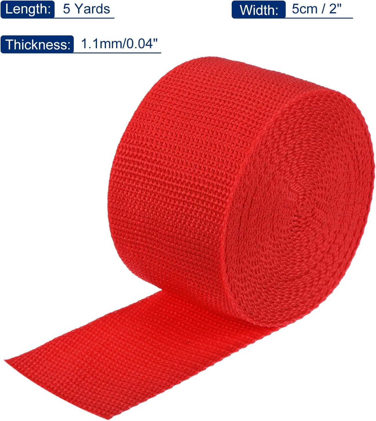 MECCANIXITY Lightweight Polypropylene Webbing Strap 2" 5 Yard Backpack Strapping Band Red for Outdoor Luggage Cargo Straps