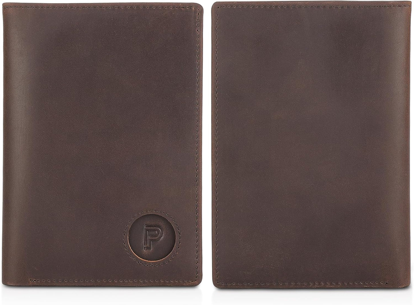 Polare Functional RFID Blocking Leather Passport Holder Travel Bifold Wallet For Men (Dark Brown with AirTag Slot)