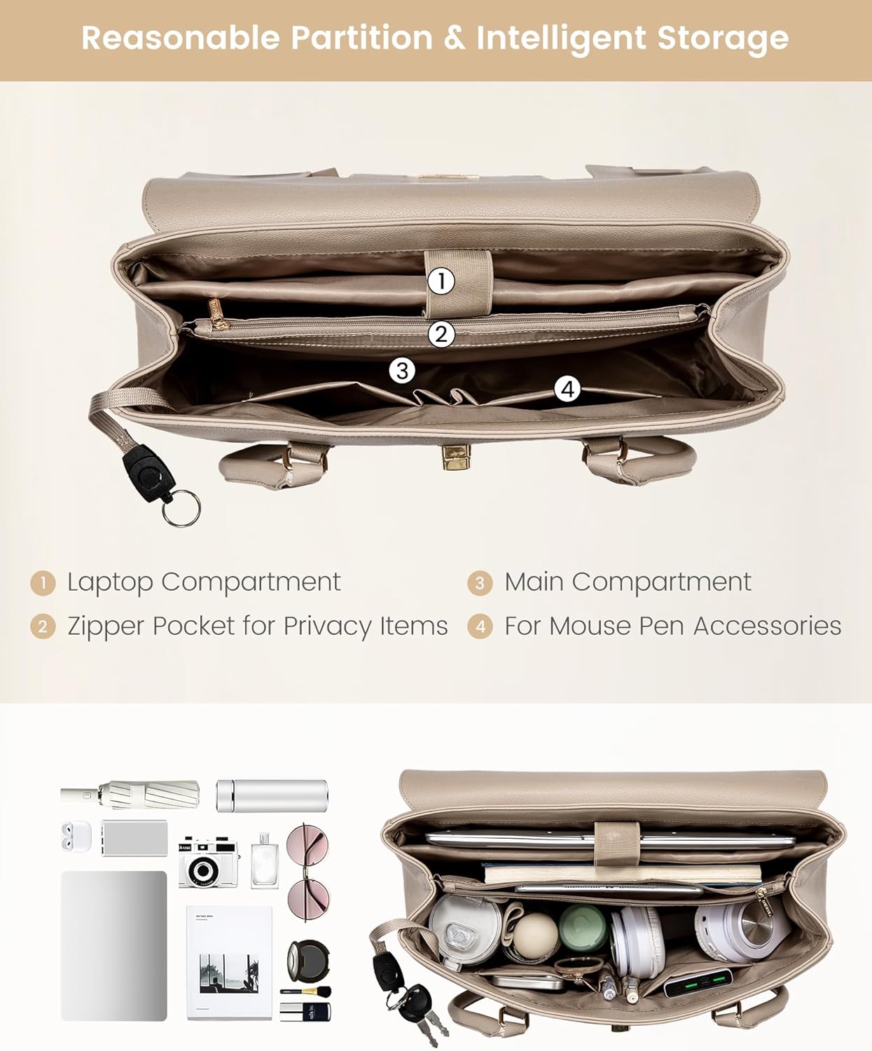 LOVEVOOK Laptop Bag for Women Work Tote Messenger Bag Waterproof Business Office Professional