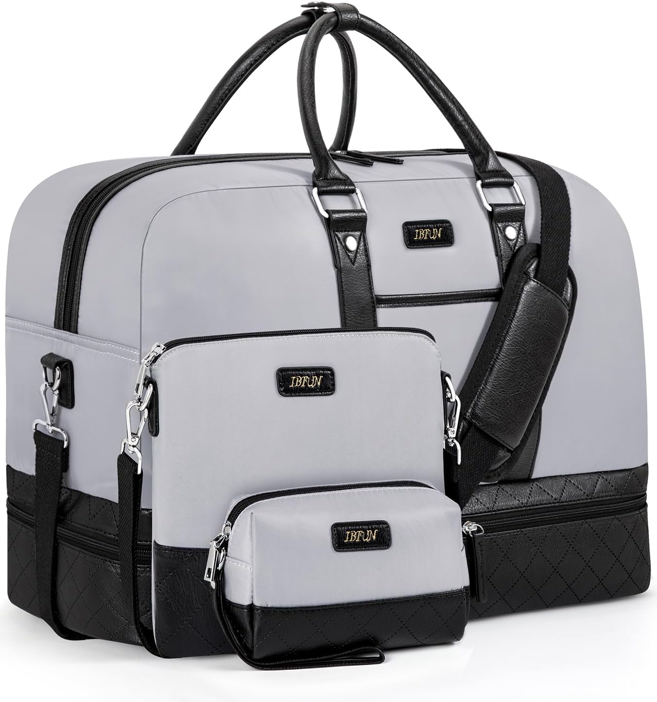 Weekender Bag for Women, Large Overnight Bag Canvas Travel Duffel Bag Carry On Tote with Shoe Compartment 21" 3Pcs Set