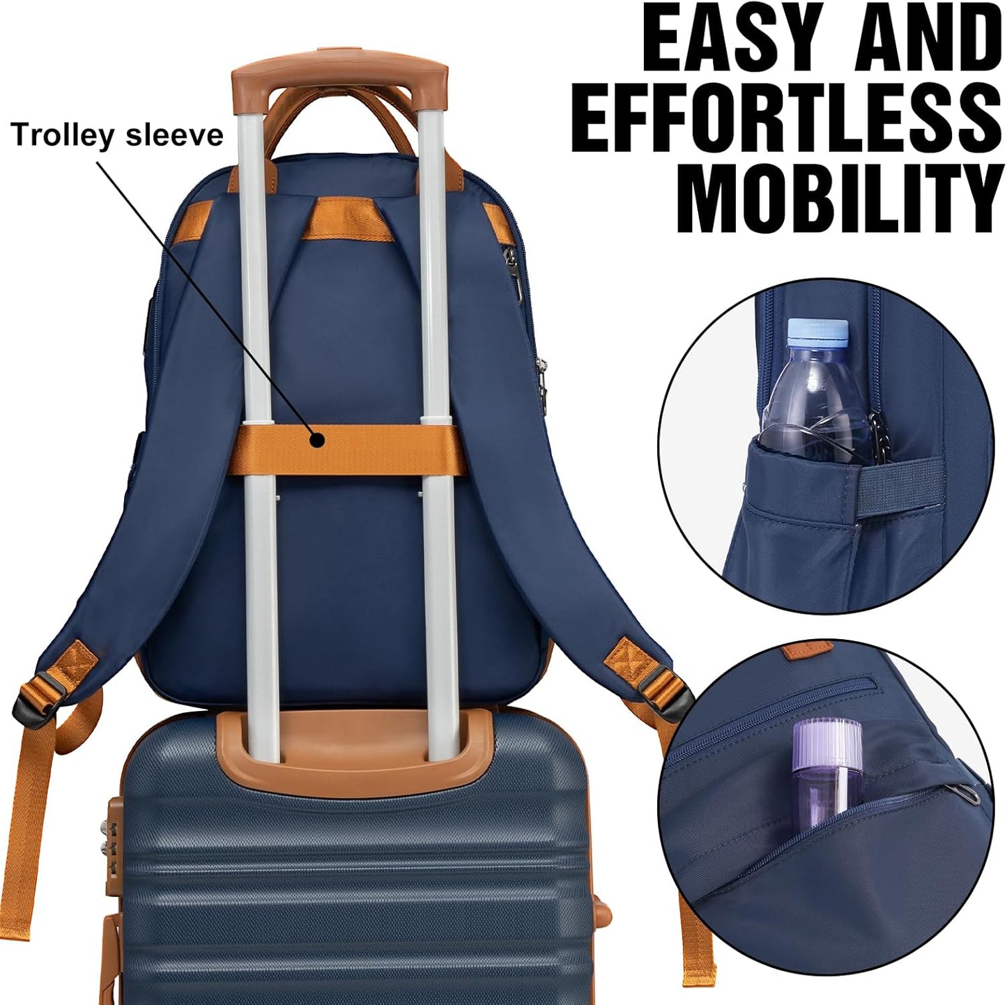 LONG VACATION Carry On Luggage Sets 3 Piece 20 Inch Suitcase Set, ABS+PC Hardshell Lightweight Travel Luggage with Spinner Wheels & YKK Zipper TSA Lock (20 INCH (BP/TB), NAVY)