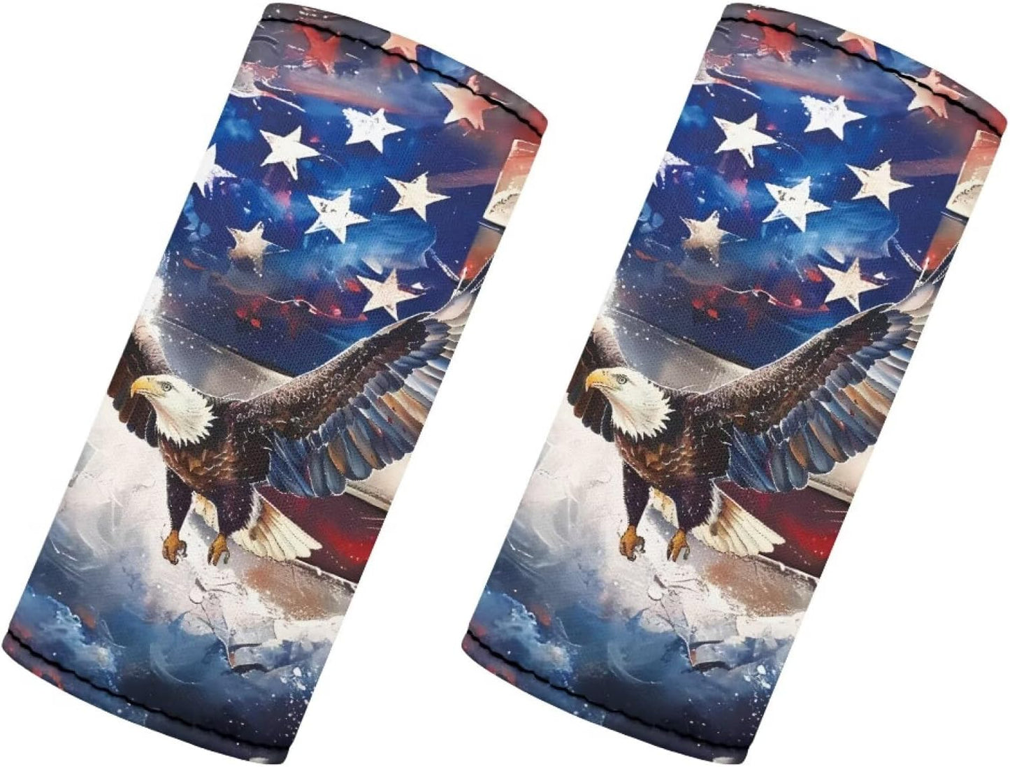 4th of July USA Flag Luggage Handle Wrap Grip for Suitcase Set of 2 USA Flag Luggage Handle Protection Sleeve Cover Set Portable Washable